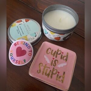 GALENTINES BUNDLE - Ring Dish + Candle + Stickers